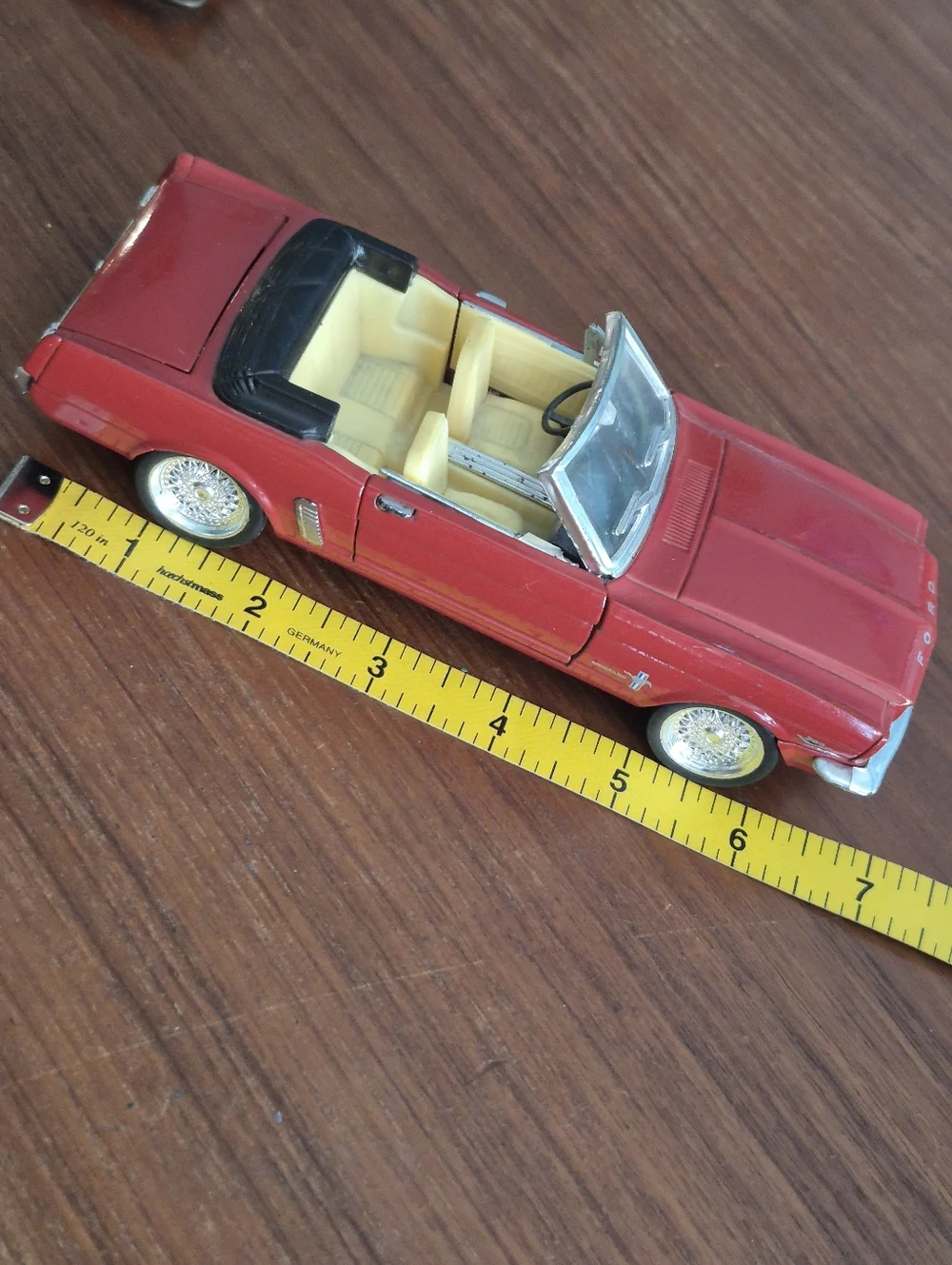Vintage Metal Plastic Red Convertible Toy Car - Ford Die-Cast Ford Mustang